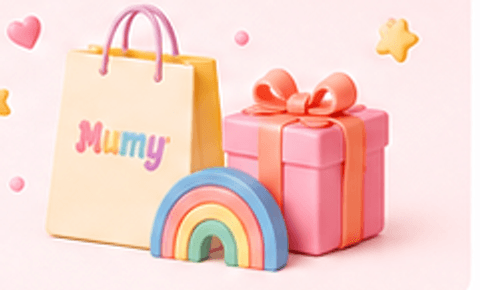 Saco de oferta Mumy com embrulho cor-de-rosa